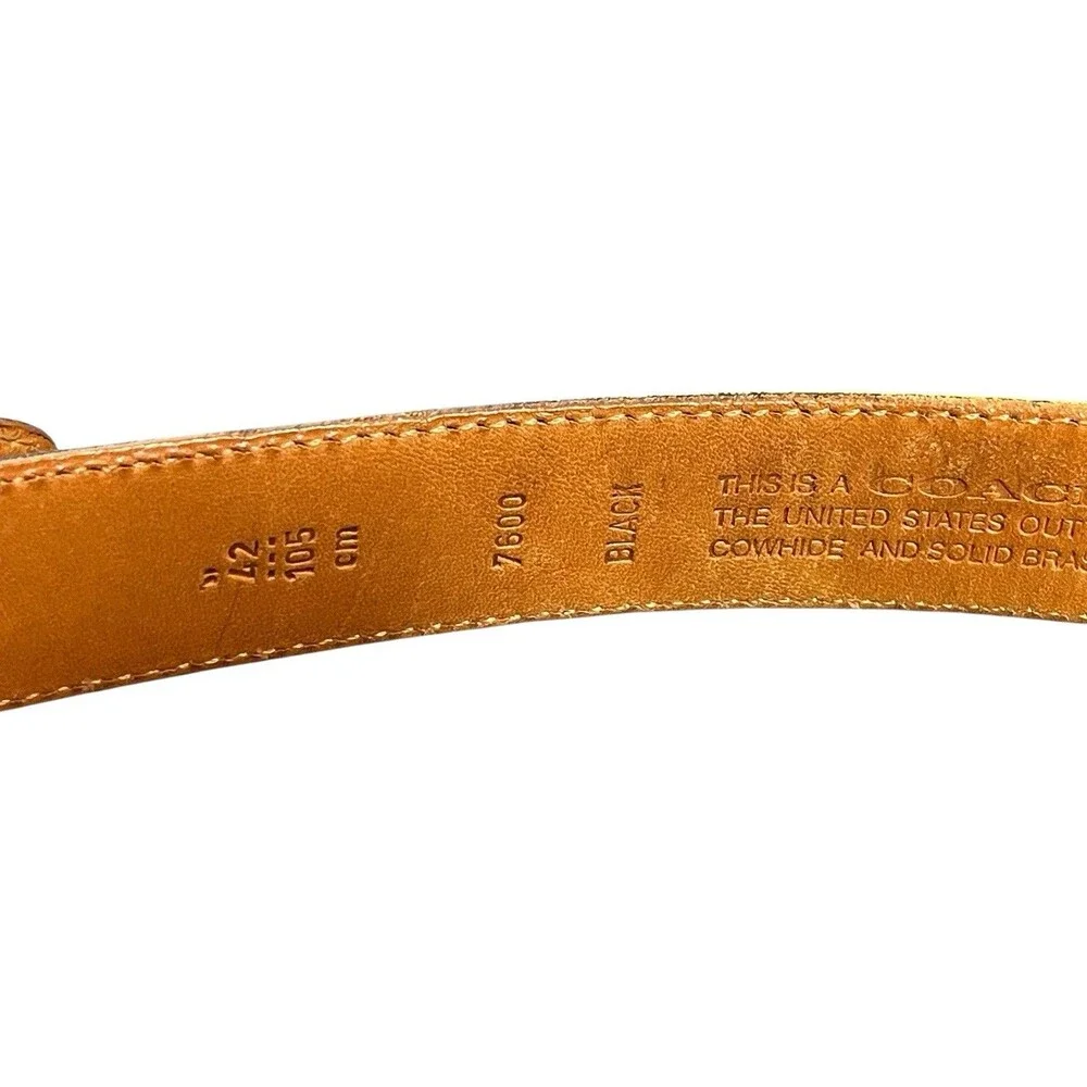 Coach Black Leather Belt Brass Buckle USA Glove Tanned Cowhide Sz 42 105cm